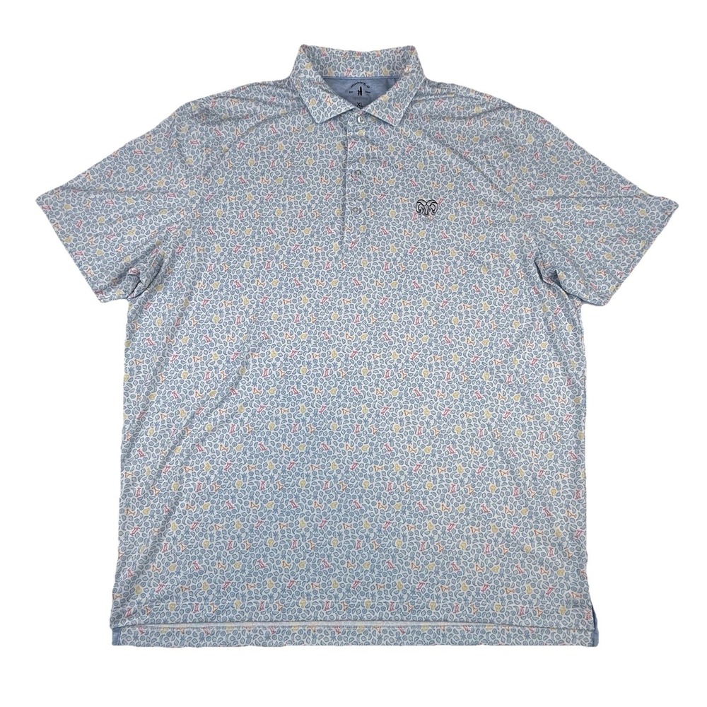 Johnnie-O Briley Printed Top Shelf Performance Polo Malibu Mens XL Ram Logo